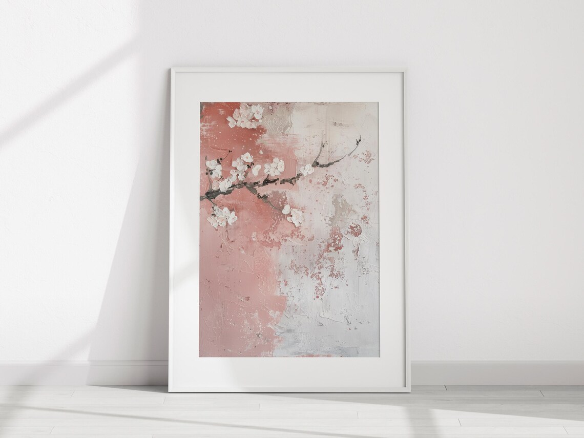 Japandi Floral Wall Art | Wabi Sabi Aesthetics Print | Pink Sakura ...