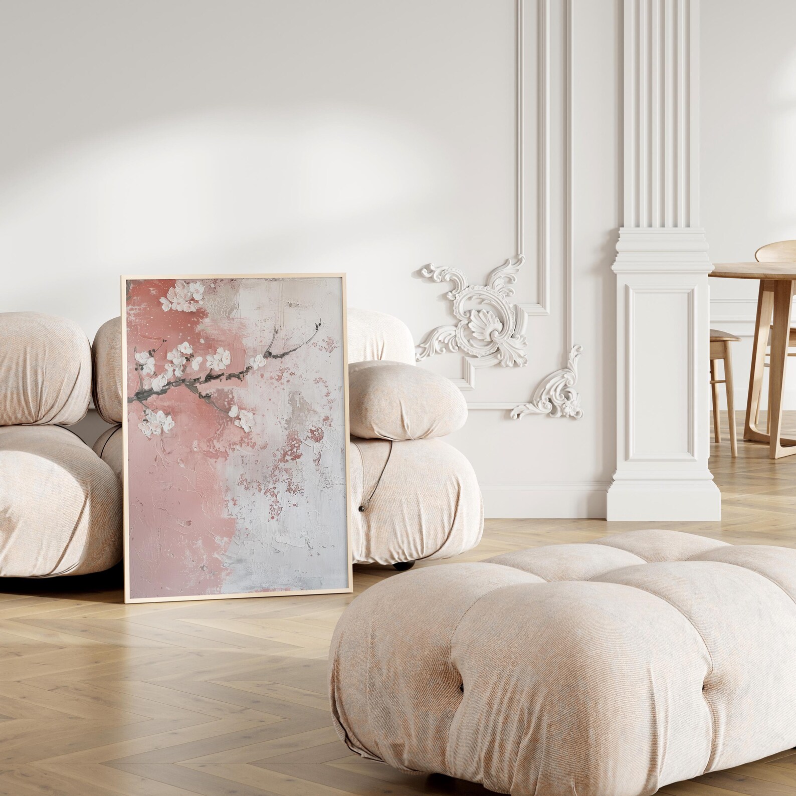 Japandi Floral Wall Art | Wabi Sabi Aesthetics Print | Pink Sakura ...