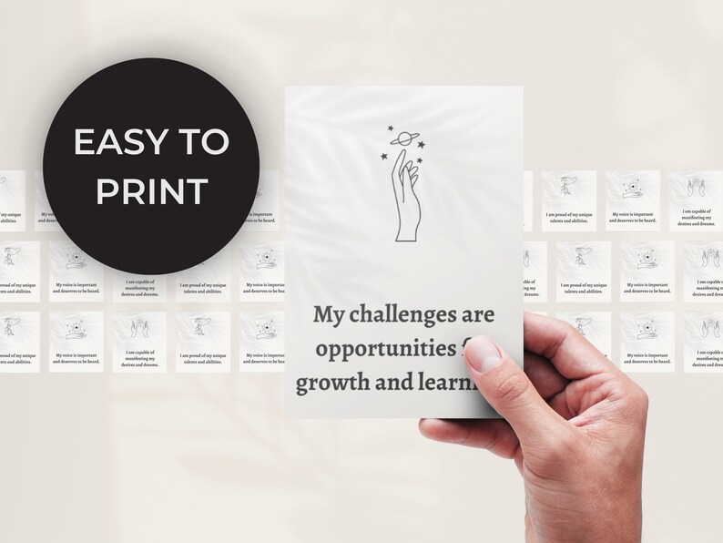 60 Positive Affirmation Cards, Positive Affirmations, Printable Cards ...