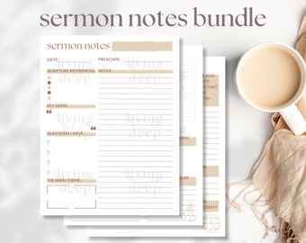 Bible Study Template Digital Sermon Notes Bundle Bible Study Guide Bible Study Journal Sermon Notebook Sermon Notes Printable Church Notes