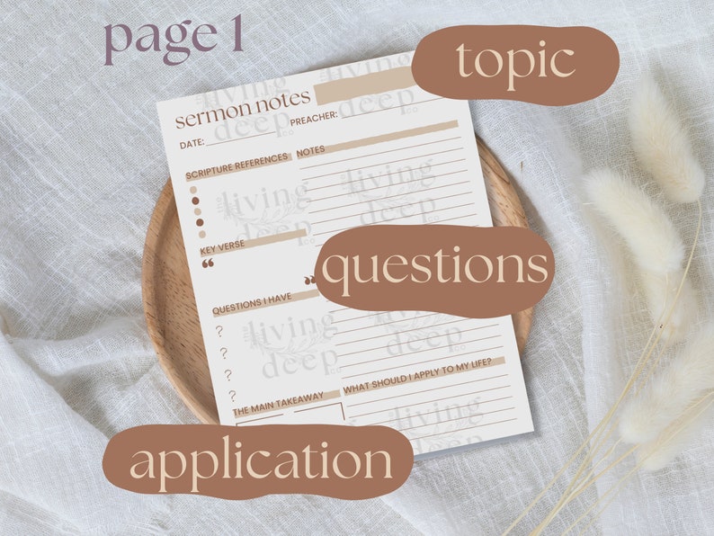 Sermon notes bible study guide or bible study printable with neutral color scheme. can be added to bible study journal or prayer journal. perfect church notes template and can be used for digital sermon notes or digital bible study journal.