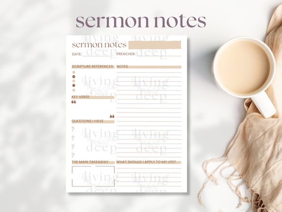 Bible Study Template Digital Sermon Notes Bible Study Guide Bible Study Journal Sermon Notebook Sermon Notes Printable Church Notes