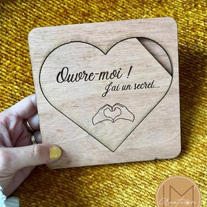 Boîte en bois personnalisée – Annonce surprise grossesse, marraine, papi…