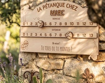 Marqueur de Points Pétanque Personnalisé en Bois | Compteur de Score Pétanque Gravé | Cadeau Fête des Pères, Apéro & Jardin