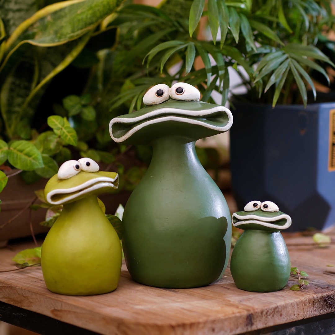 Cartoon Frog Garden Ornament Frog Lawn Ornament Funny Garden Etsy