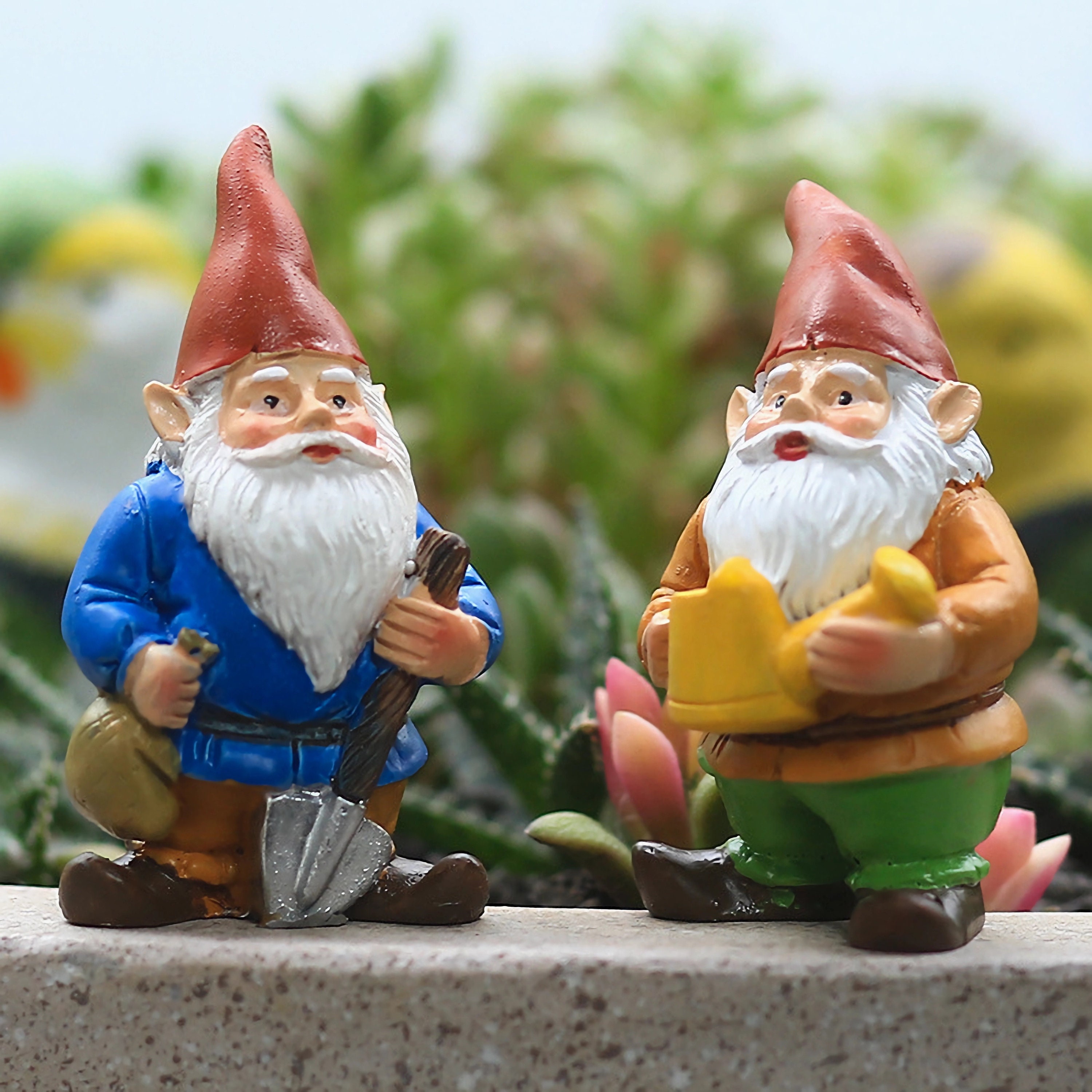 Small Garden Gnome Set Gnome Garden Ornaments Garden Decor Etsy