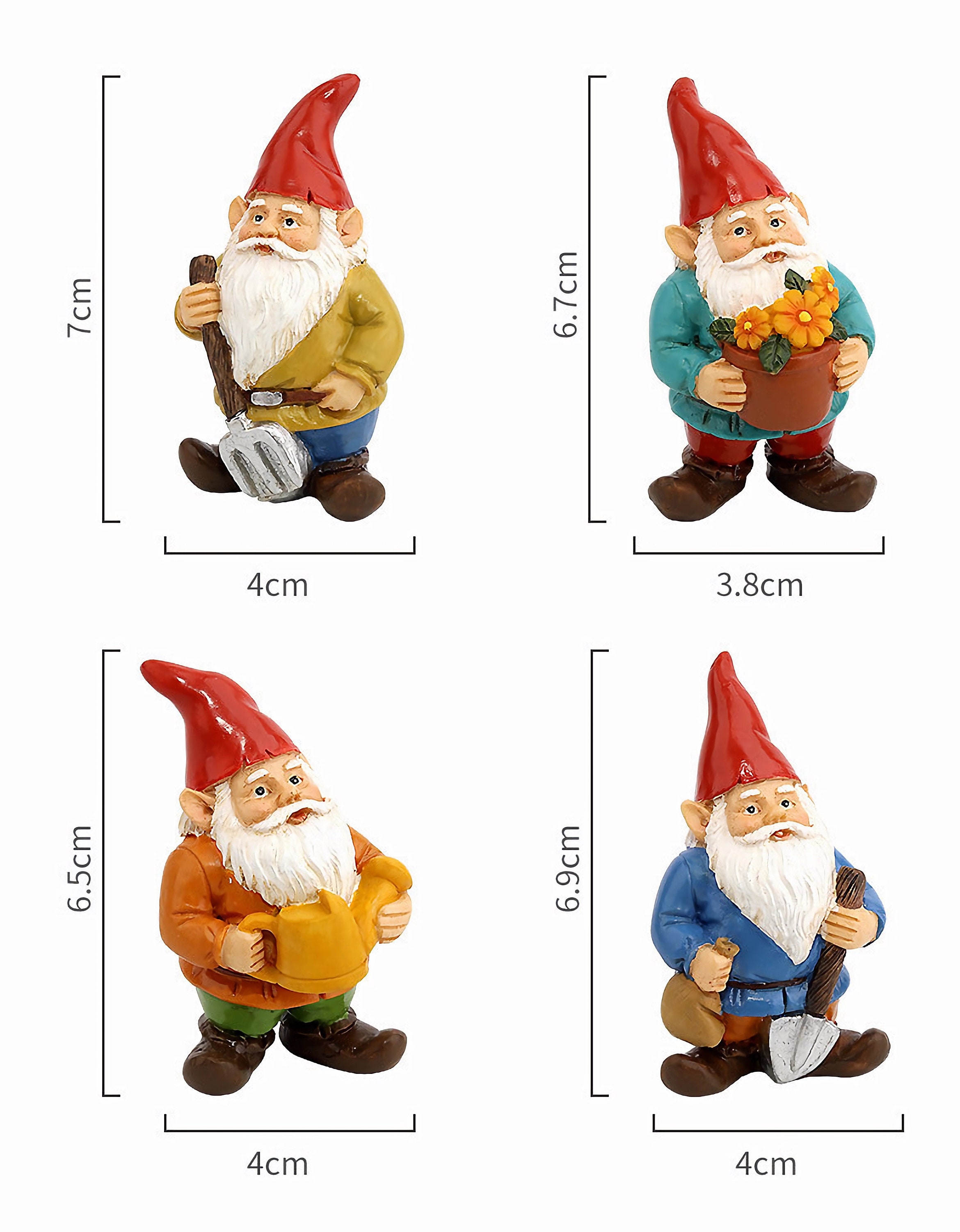 Small Garden Gnome Set Gnome Garden Ornaments Garden Decor Etsy