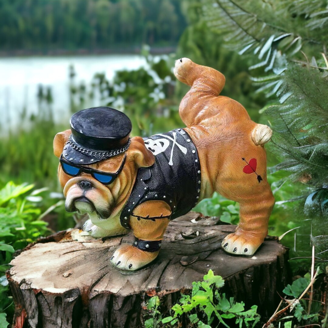 Bulldog Garden Ornament Funny Garden Ornament Garden Decor Etsy