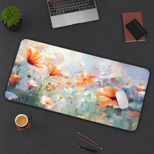 XL Floral Desk Mat, Abstract, Impressionist Style