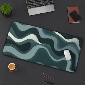 XL Schreibtischmatte, Schreibtischmatte Abstrakt Grün und Grau, Topografische Kunst, Mauspad