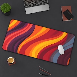 XL Desk Mat, 70s Style Retro, Laptop desk mat / desk accessories / Keyboard mat / desk pad / gaming table mats / Desk decor / Mouse Pad mat