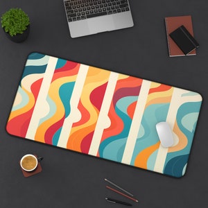 XL Desk Mat, 70s Style Retro, Laptop desk mat / desk accessories / Keyboard mat / desk pad / gaming table mats / Desk decor / Mouse Pad mat
