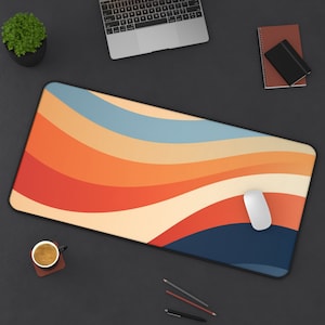 XL Desk Mat, 70s Style Retro, Laptop desk mat / desk accessories / Keyboard mat / desk pad / gaming table mats / Desk decor / Mouse Pad mat