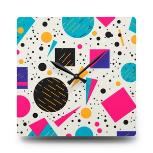 80&#39;s Retro, Memphis Pattern Style, Acrylic Wall Clock