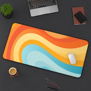 XL Desk Mat, 70s Style Retro, Laptop desk mat / desk accessories / Keyboard mat / desk pad / gaming table mats / Desk decor / Mouse Pad mat