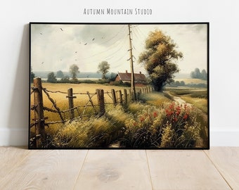 Country Road Oil Painting / IMPRIMIBLE Digital Wall Art / Descarga digital