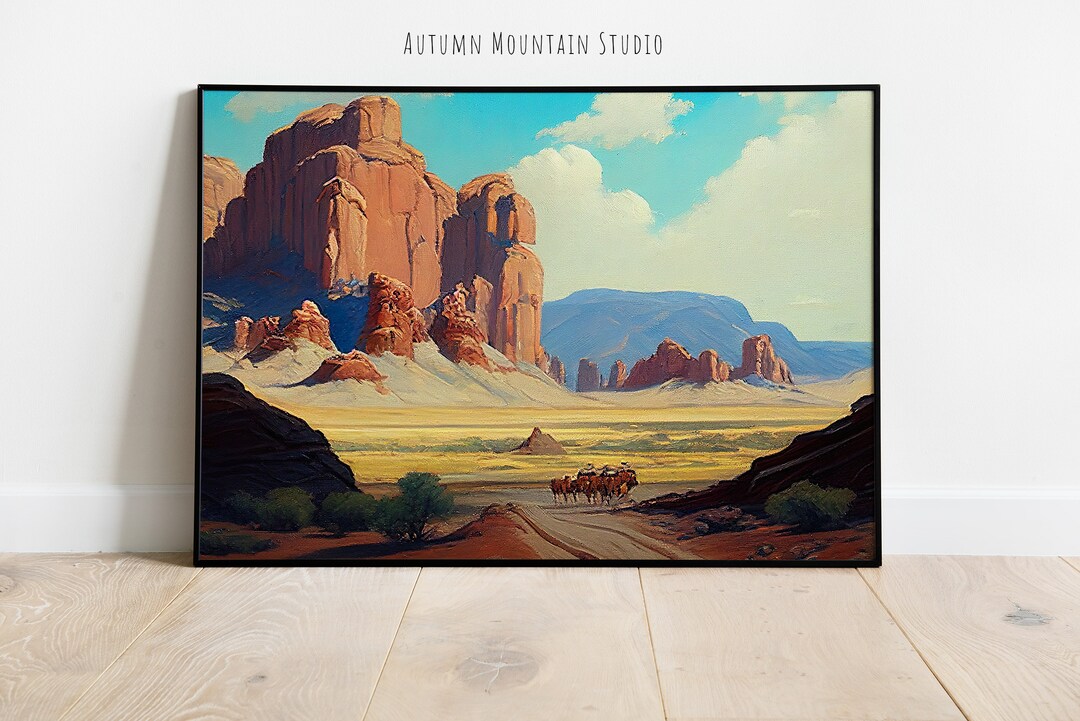 Utah Desert Art Print Desert Oil Painting Canyon Landscape Art Digital