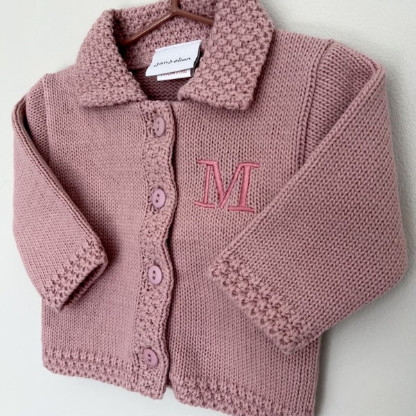 Baby Cardigan Personalised with Initial - Pink