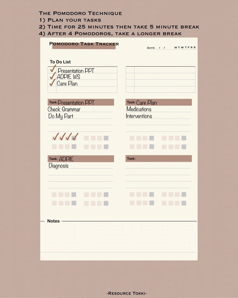 Pomodoro Tracker, Hourly Tracker, Study Planner, Good Notes Template ...