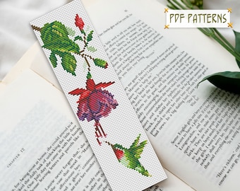 Floral Hummingbird Bookmark Cross Stitch Pattern (PDF Pattern)