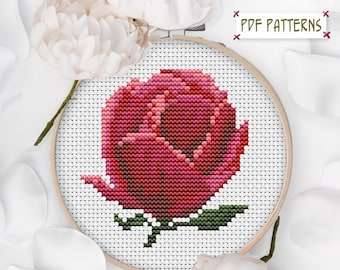Flower Bud Cross Stitch Pattern, Small Floral Design (PDF Pattern)