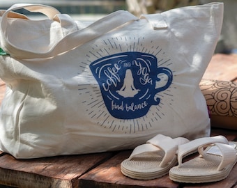 Yoga Geschenk  | Shopper Totem Bag mit Yogamotiv | 100% feste Biobaumwolle