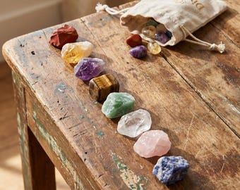 Chakra Stones | 7 Raw Chakra Stones | Chakra Meditation | Chakra Stone Set | Raw Chakra Stones | Gift Set | Spiritual Gift