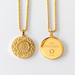 Necklace with mandala pendant | gold-plated stainless steel | spiritual jewelry | yoga jewelry | affirmation | mantra necklace | mindfulness
