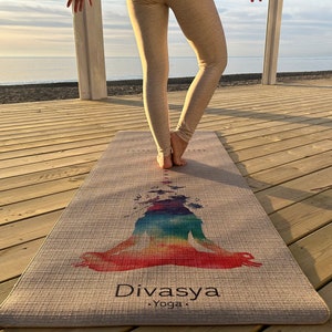 Jute Yoga Mat/environmentally Friendly Made of Cotton Mix & Natural Rubber  Including Carrying Strap/rainbow Yogi 