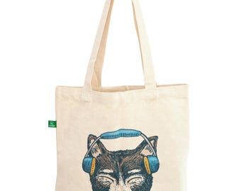 Jute bag | Organic cotton fabric bag | Jute bag with motif | Sustainable jute bag | Music gift | Fabric bag | Jute bag