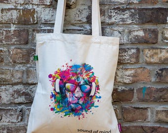 Jute bag | Organic cotton fabric bag | Jute bag with motif | Sustainable jute bag | Music gift | Fabric bag | Jute bag