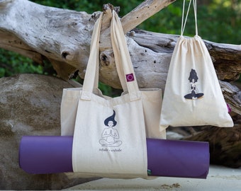 Yoga bag for yoga mat and yoga accessories made of organic cotton / yoga gift