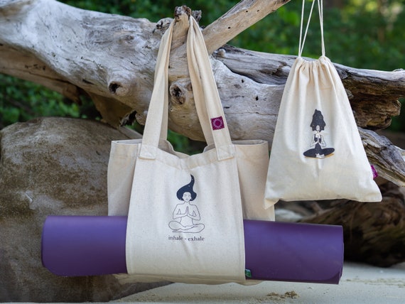 Yogatasche für Yogamatte und Yogazubehör aus Biobaumwolle / Yoga-Geschenk