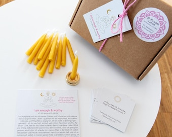 20-Minute Candles | Gift Set Yoga, Meditation, Mindfulness | Mindfulness | Affirmation Cards | Yoga Gift | I am enough & worthy