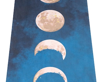 Tapis de yoga phases de lune | "Salut à la Lune" | Caoutchouc naturel et microfibre recyclée écologique