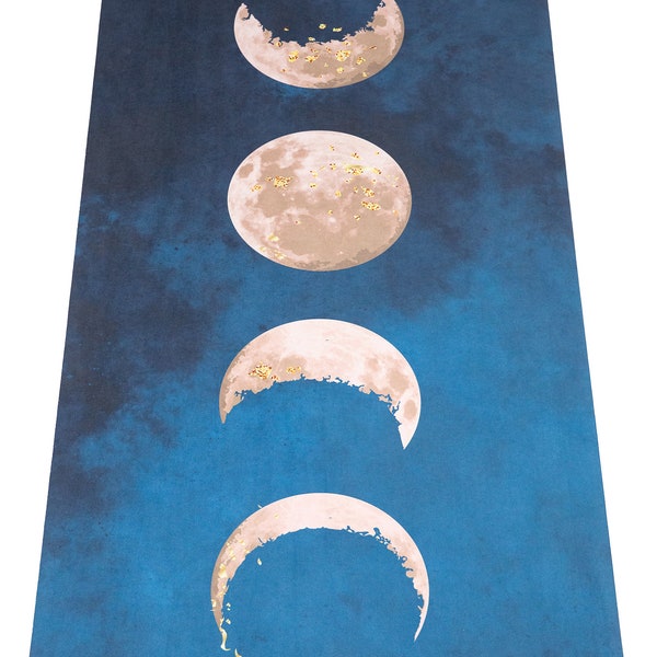 Moon Phase Yoga Mat | "Moon Salutation" | Natural rubber & eco-friendly, recycled microfiber