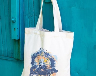 Bolsa de yute | Bolsa de tela de algodón orgánico | Bolsa de yute con motivo | Bolsa de yute sostenible | Regalo de senderismo | bolsa de tela | Bolsa de yute