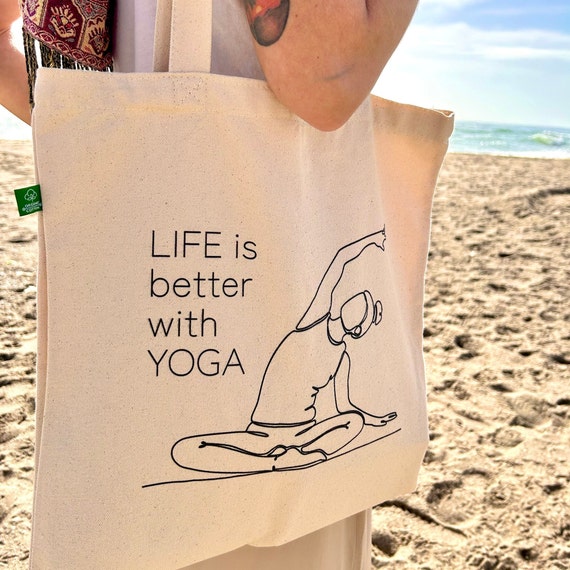 Yoga Gift Jute Bag With Yoga Motif & Yoga Saying Totem Bag 100