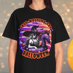Just Waiting For Halloween Comfort Colors® T-shirt, Fall Lover Gift, Funny Skeleton Shirt, Spooky Summer Shirt, Summerween Shirt, Trendy Tee