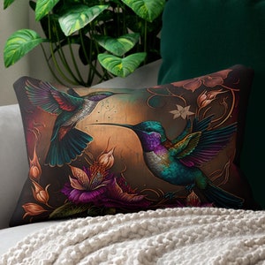 Hummingbird Lumbar Pillow, Hummingbird Lover Gift, Lumbar Pillow Gift for Mother&#39;s Day, Gift for Hummingbird Lover, Bird Lover Pillow