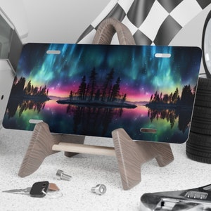 Personalized Northern Lights Vanity Plate, Custom Aurora Borealis Wall Plate, Galaxy Night Sky Personalized Decorative License Plate Gift