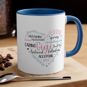 Gigi Herz Kaffeetasse, 11 Unzen, Muttertag Herz Teetasse, Geschenk für Gigi, Gigi Geschenk, Typografie Gigi Herzbecher, Muttertagsgeschenk für Gigi