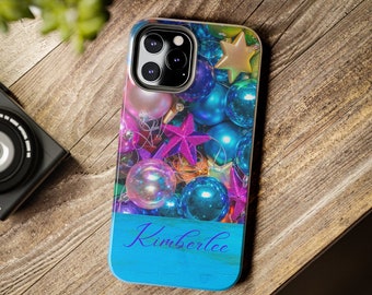 Personalized Christmas iPhone Case, Colorful Ornament iPhone 14-7 Cases, Christmas Ornament Phone Case, Xmas Phone Case, Holiday Phone Cover