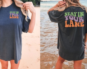 Comfort Colors Unisex T-shirt, Oversized Beach Shirt, Stay In Your Lane Shirt, Swimming Tee, Gift For Her, Lake Shirt, Gift For Him, Funny