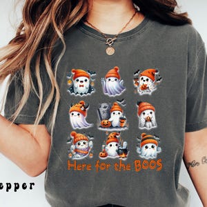 Comfort Colors® Here for the BOOS Ghost T-shirt, Halloween 9 Block Ghost Shirt, Cute Halloween Tee, Trendy Unisex Halloween Ghost Lover Gift image 3
