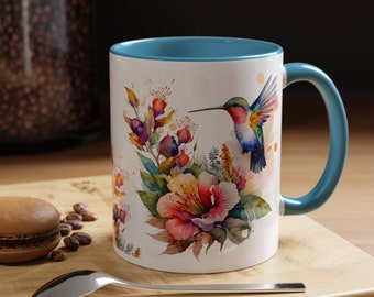 Hummingbird Watercolor Mug, Hummingbird Mug, Coffee Mug, Gift for Women, Humming Bird Gift, Humming Bird Mug, Bird Lover Gifts, Bird Tea Mug
