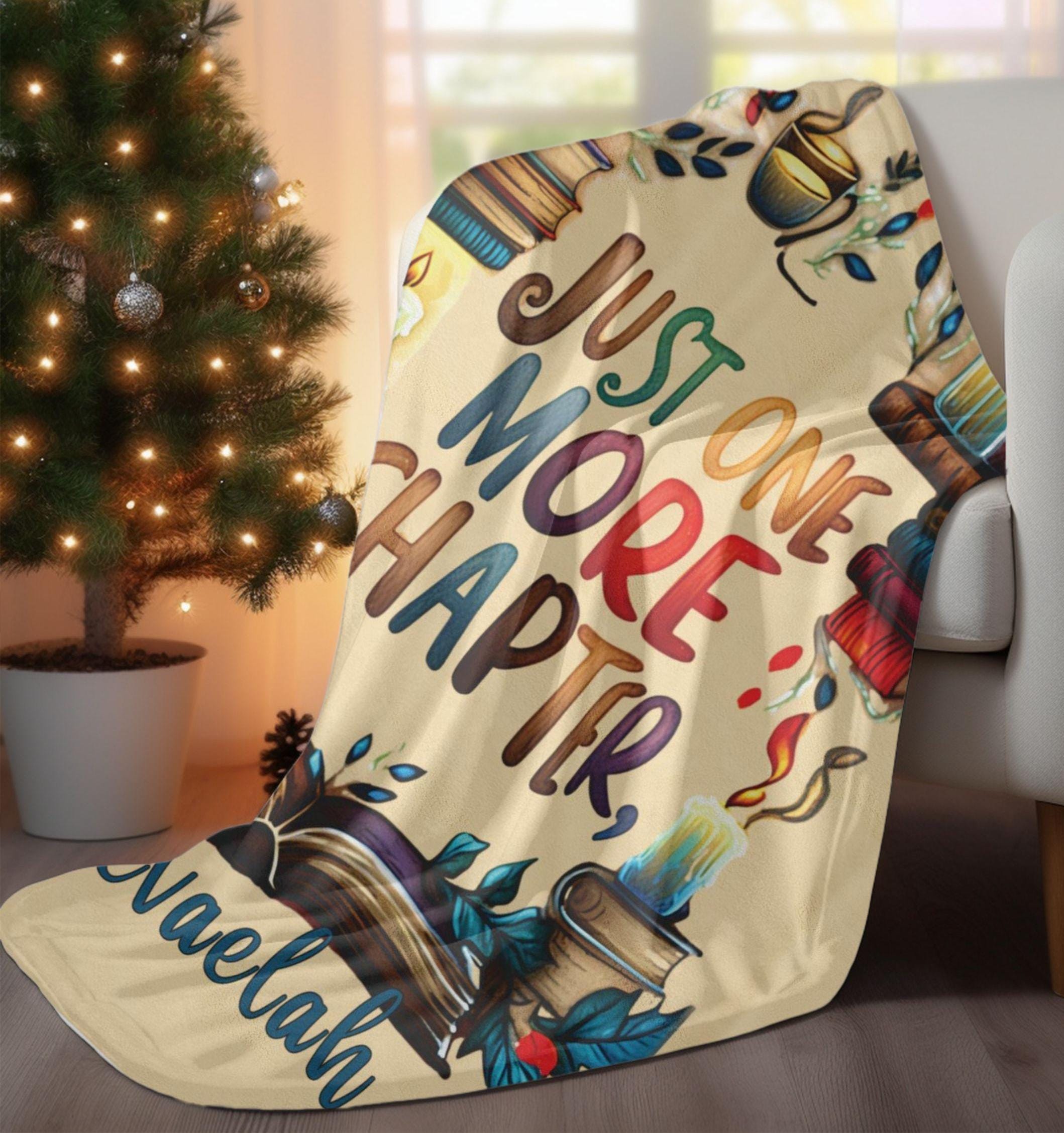 Personalized Book Lover Blanket Just One More Chapter Throw Cozy Bookish Gift For Her Coquette Reading Blanket Librarian Gift Custom Name
