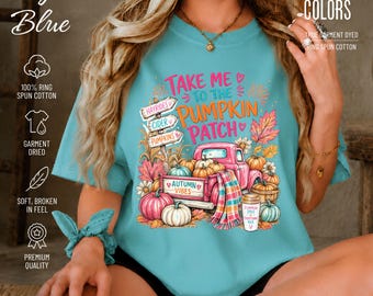 Preppy Fall Shirt, Pumpkin Patch Comfort Colors Tee, Pink Truck Pumpkin Shirt, Pumpkin Spice Shirt, Cute Autumn Vibes Tee