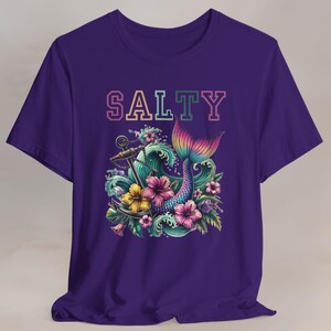 Salty Mermaid Tail Shirt, Ocean Vibes Summer Tee, Beach Vacation Shirt, Tropical Mermaid Graphic Tee, Casual Coastal Apparel, Gift Idea