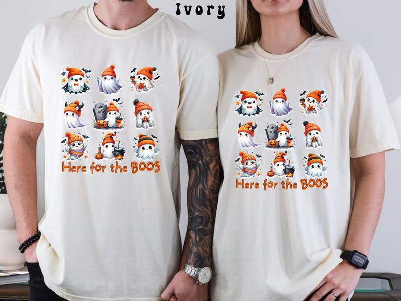 Comfort Colors® Here for the BOOS Ghost T-shirt, Halloween 9 Block Ghost Shirt, Cute Halloween Tee, Trendy Unisex Halloween Ghost Lover Gift image 7